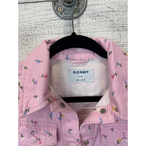 Old Navy Girl's Pink Floral Long Sleeve Jean Jacket Size Medium / 8 - Picture 3 of 9